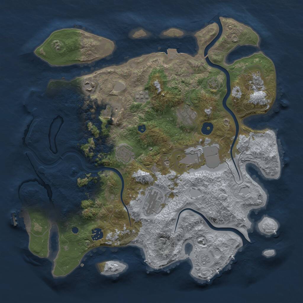 Rust Map: Procedural Map, Size: 3700, Seed: 3021, 15 Monuments