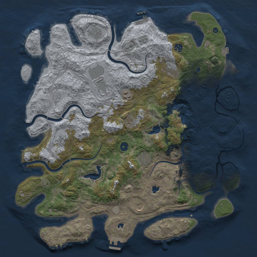 Rust Map: Procedural Map, Size: 4500, Seed: 283469445, 16 Monuments