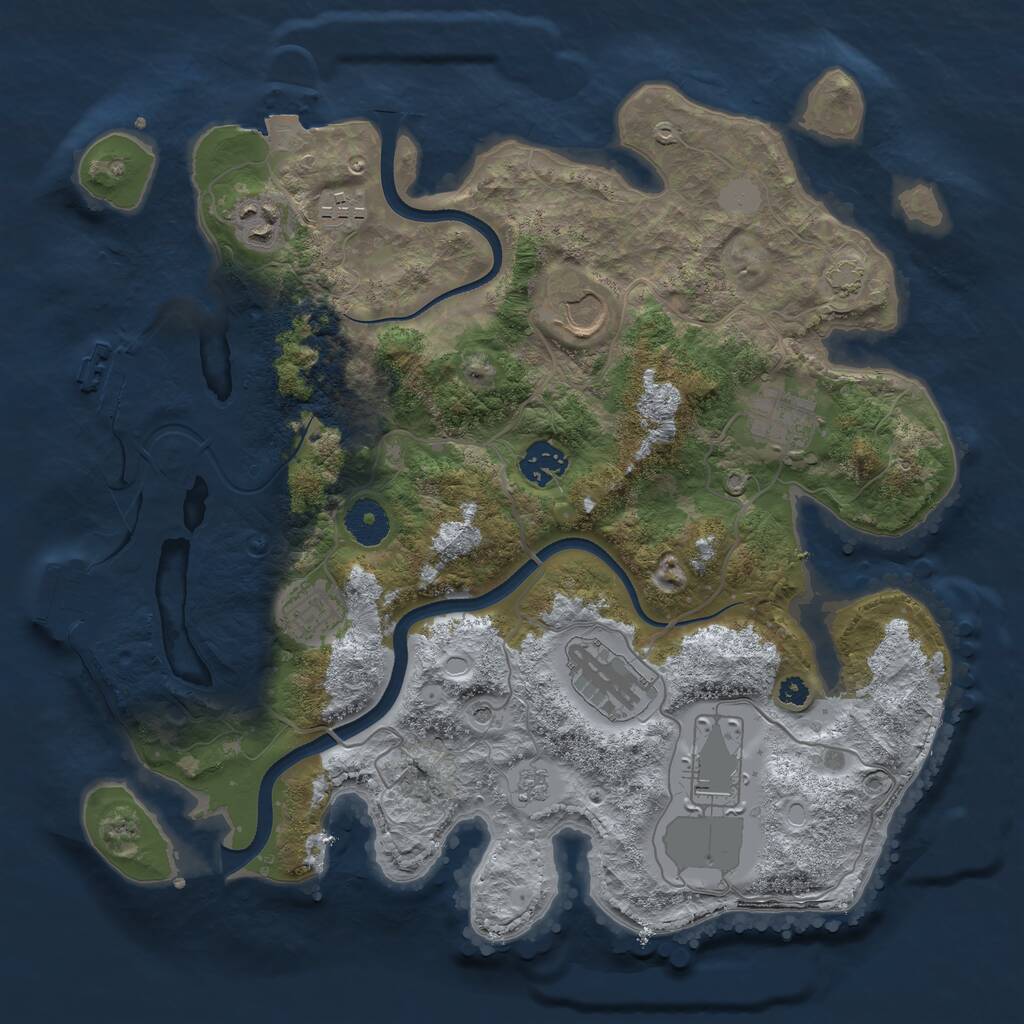 Rust Map: Procedural Map, Size: 3500, Seed: 391243, 14 Monuments