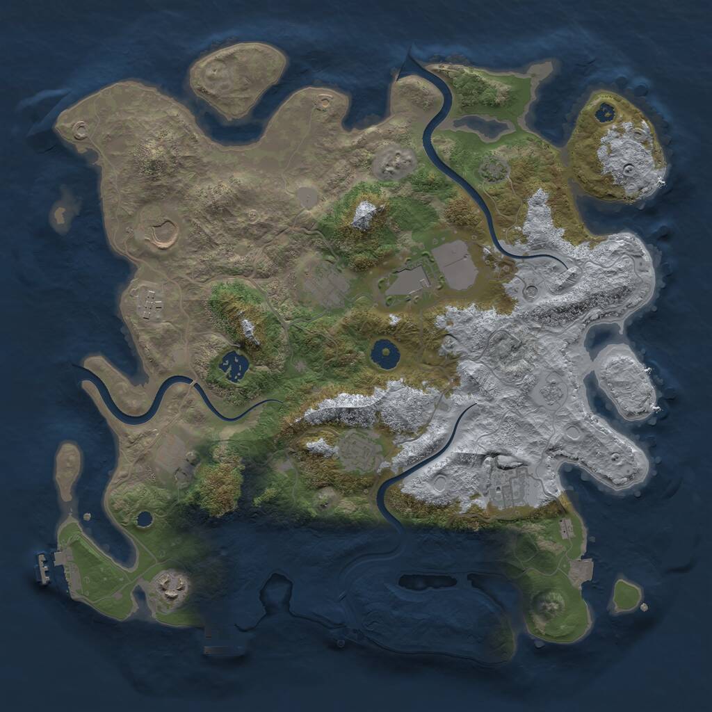 Rust Map: Procedural Map, Size: 3750, Seed: 1690462800, 15 Monuments