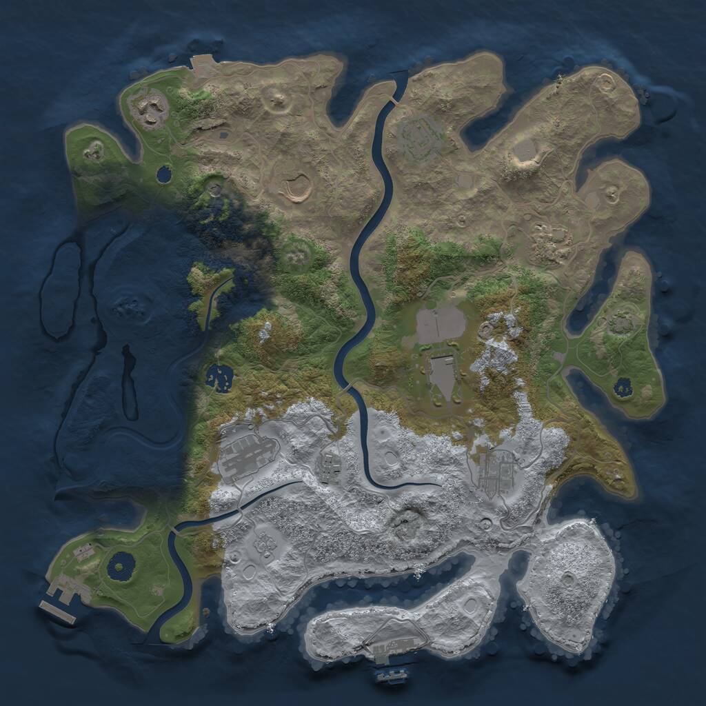 Rust Map: Procedural Map, Size: 3700, Seed: 50061, 15 Monuments