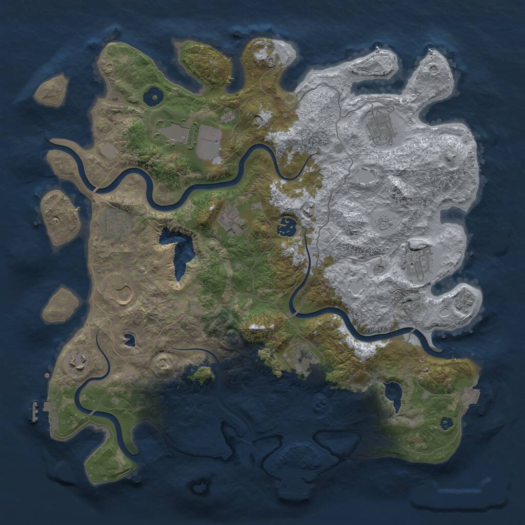 Rust Map: Procedural Map, Size: 4050, Seed: 1026194113, 16 Monuments