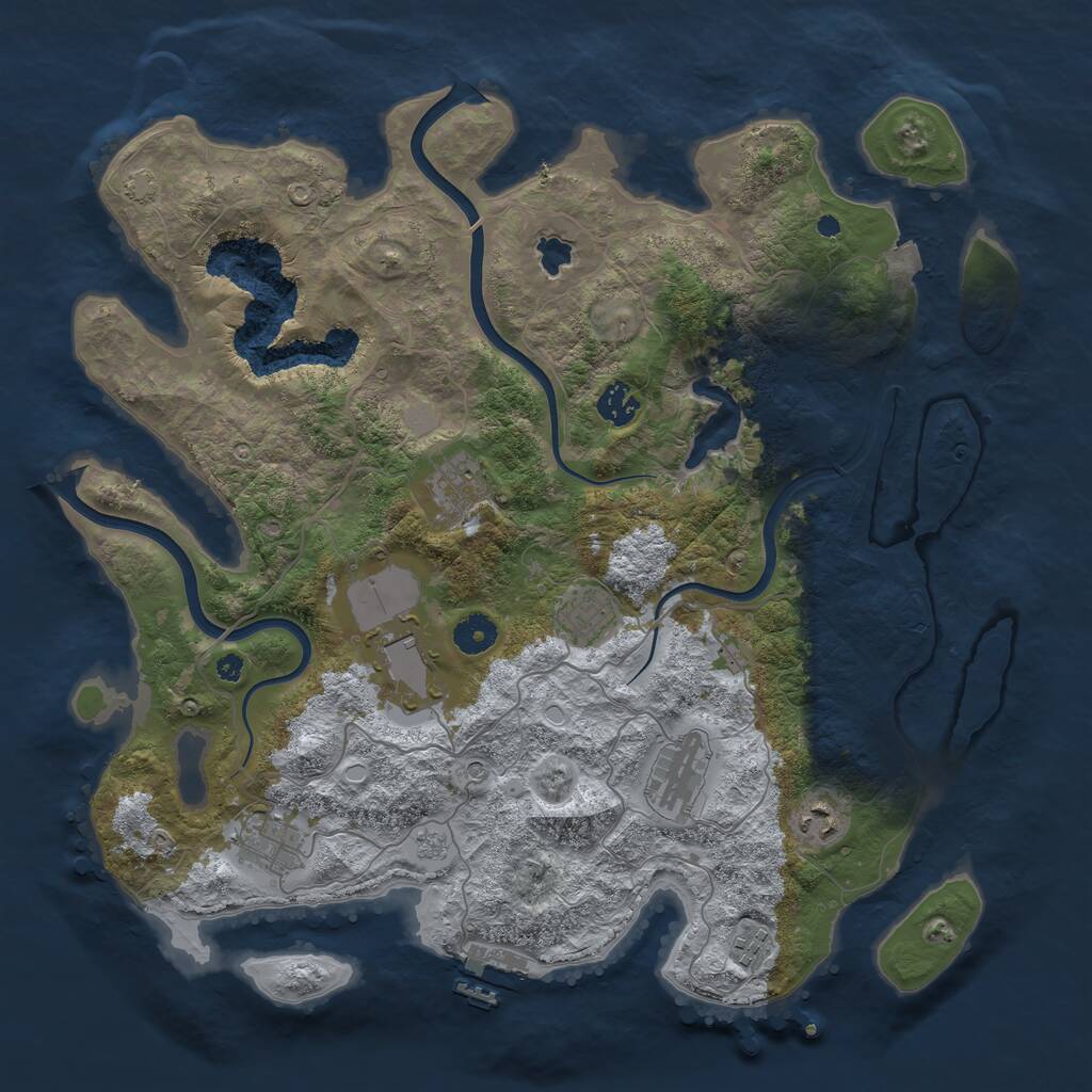 Rust Map: Procedural Map, Size: 4000, Seed: 176904070, 13 Monuments