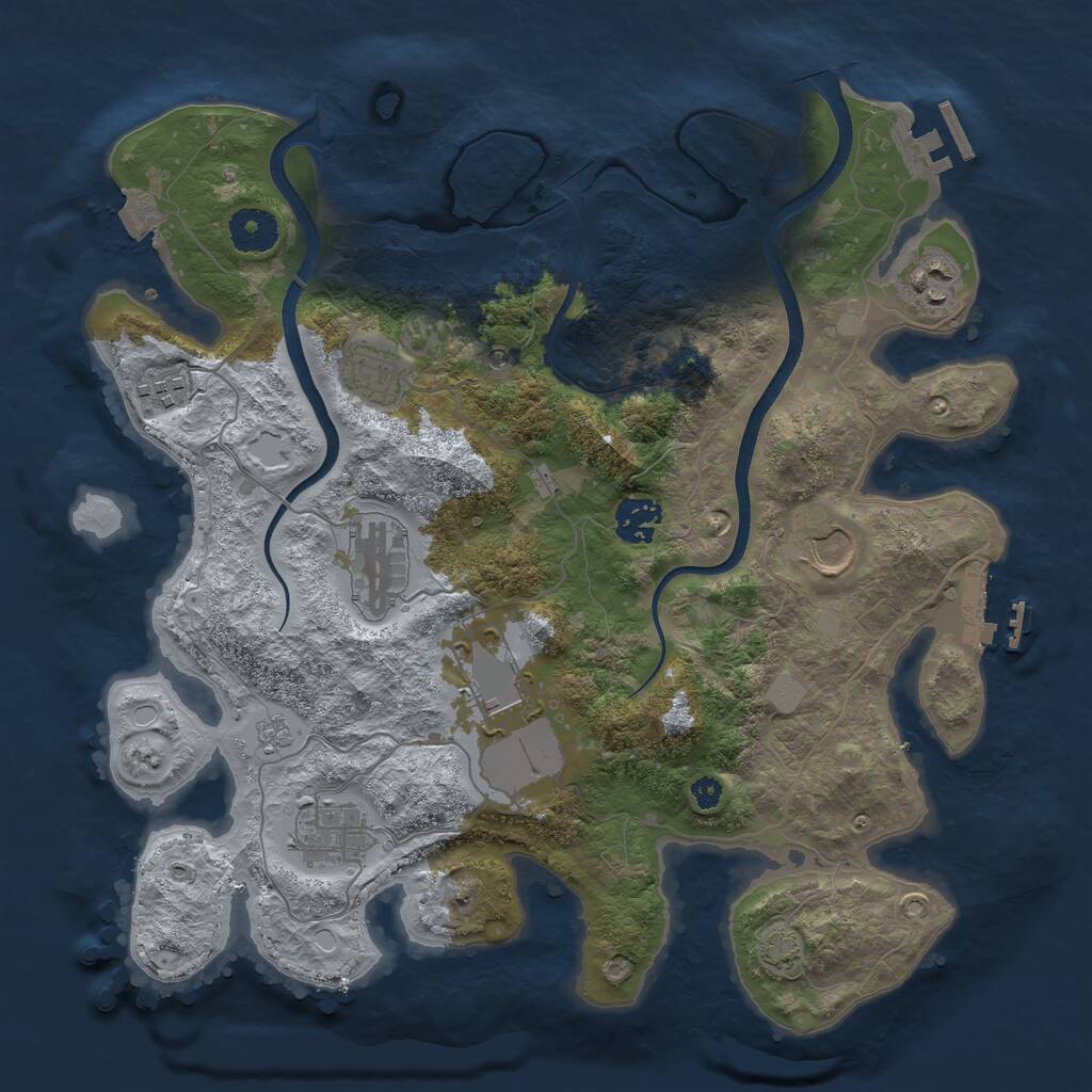 Rust Map: Procedural Map, Size: 3500, Seed: 1669046776, 14 Monuments