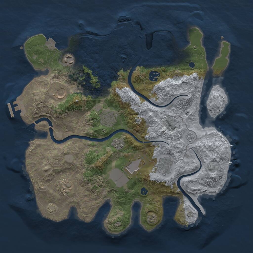 Rust Map: Procedural Map, Size: 3500, Seed: 2113216558, 14 Monuments