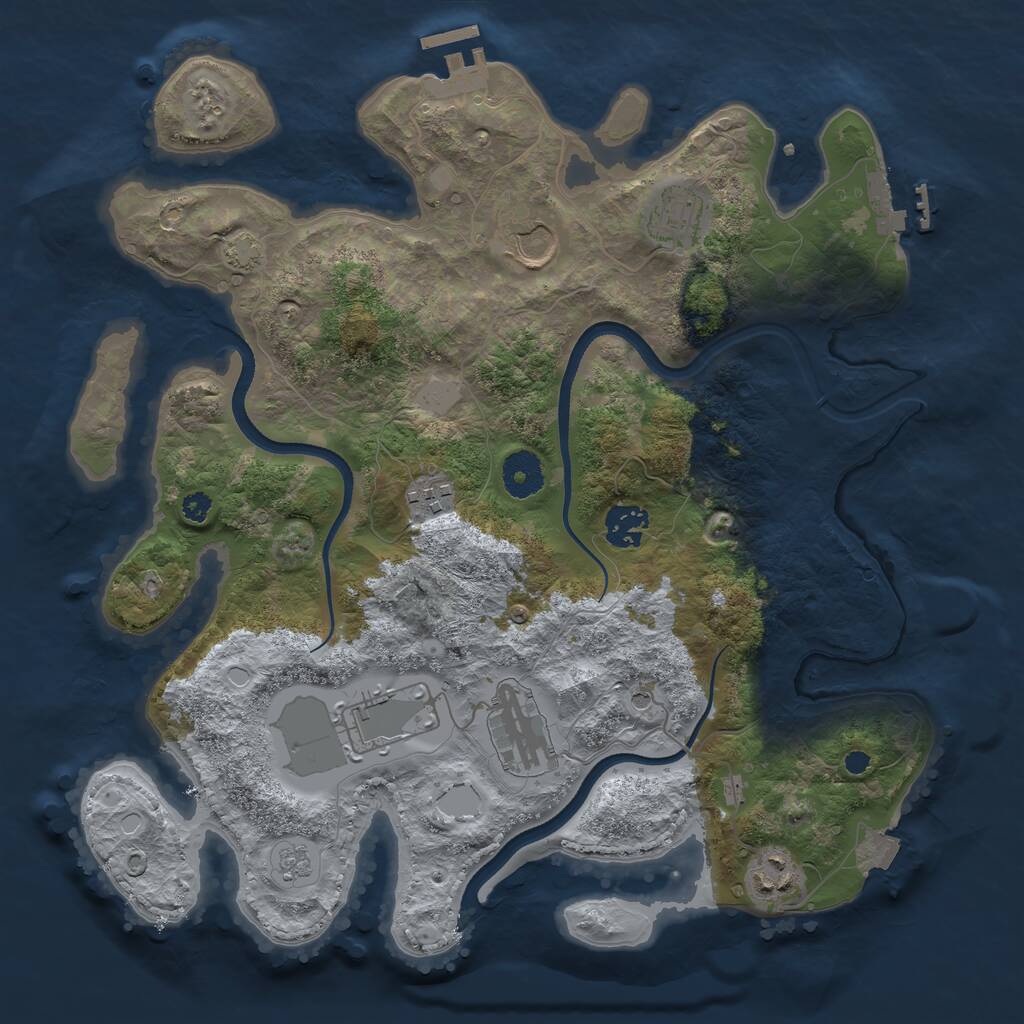 Rust Map: Procedural Map, Size: 3500, Seed: 372971, 13 Monuments