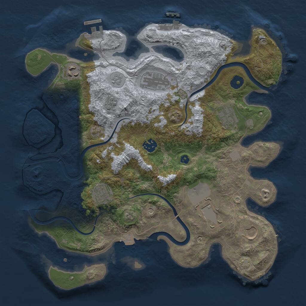 Rust Map: Procedural Map, Size: 3500, Seed: 407904, 14 Monuments