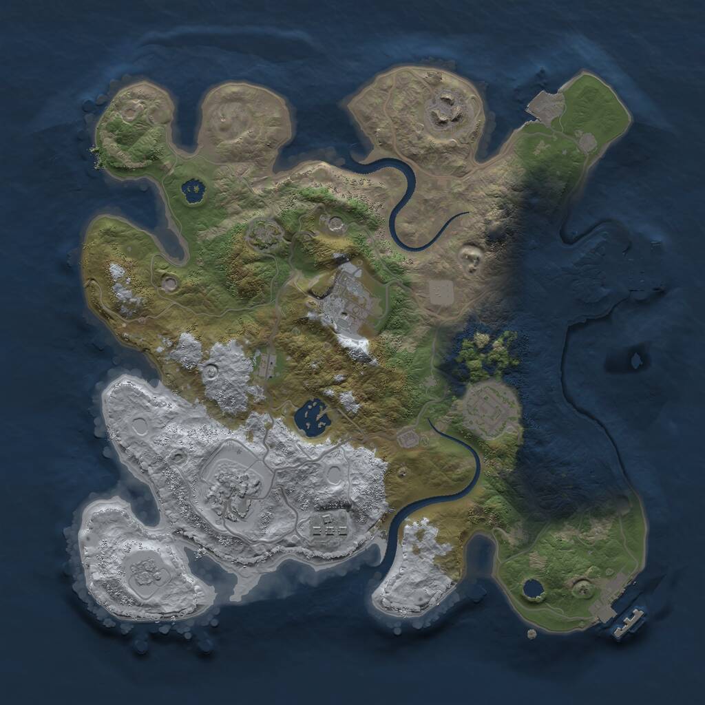 Rust Map: Procedural Map, Size: 3000, Seed: 1421127301, 12 Monuments