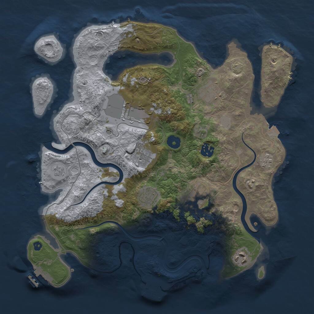 Rust Map: Procedural Map, Size: 3500, Seed: 533849, 14 Monuments