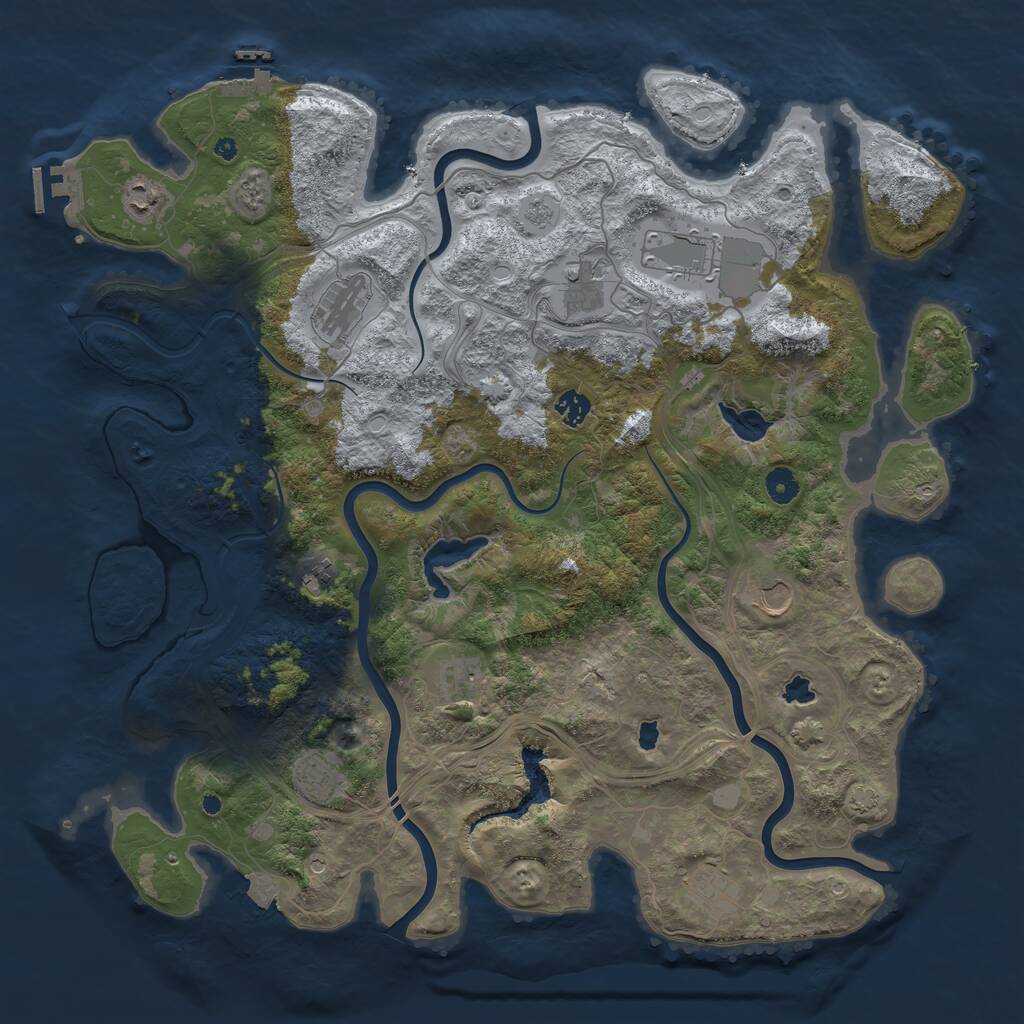 Rust Map: Procedural Map, Size: 4500, Seed: 727697, 16 Monuments