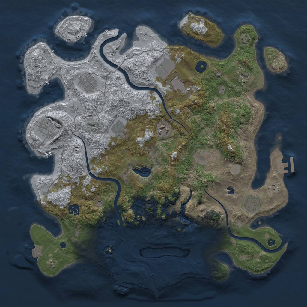 Rust Map: Procedural Map, Size: 4000, Seed: 719128, 16 Monuments
