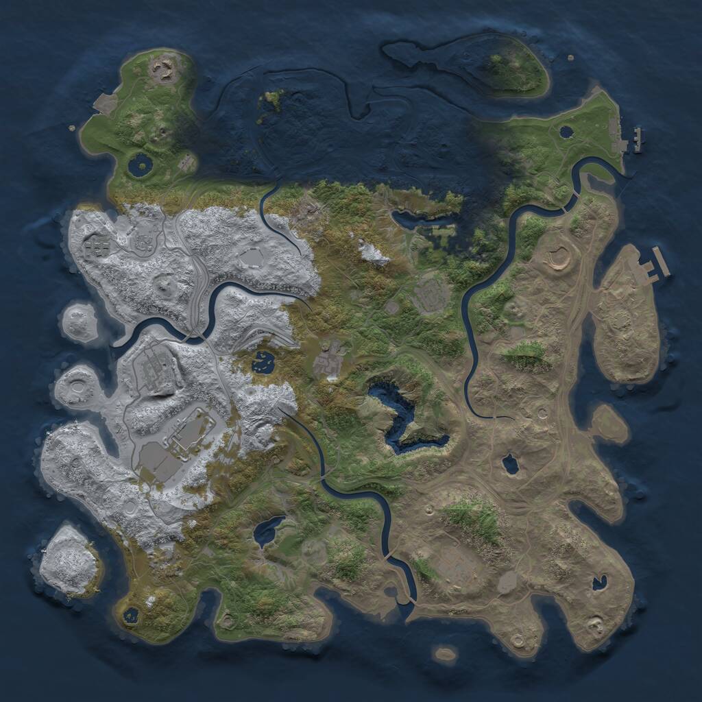 Rust Map: Procedural Map, Size: 4500, Seed: 698311, 16 Monuments