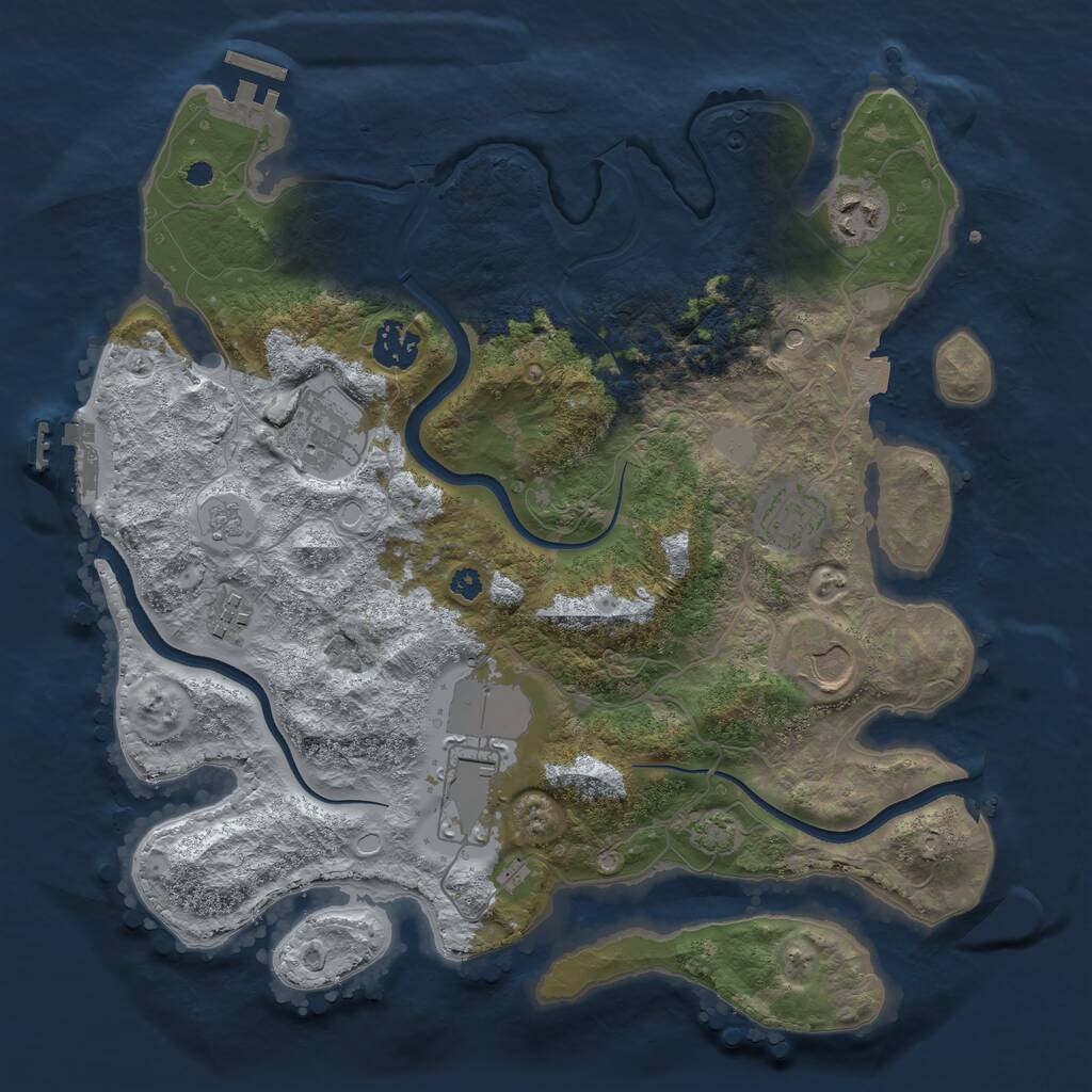 Rust Map: Procedural Map, Size: 3500, Seed: 206806, 13 Monuments