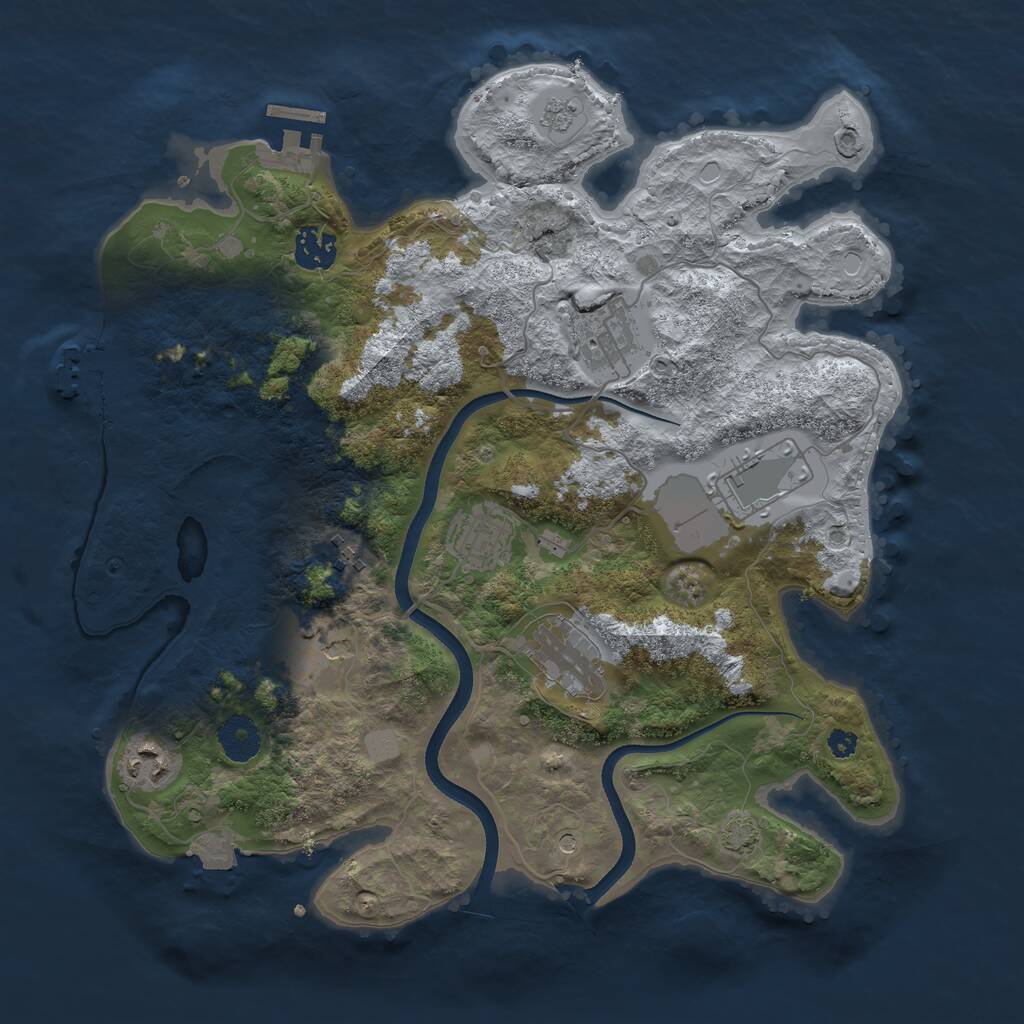 Rust Map: Procedural Map, Size: 3500, Seed: 1180339144, 14 Monuments