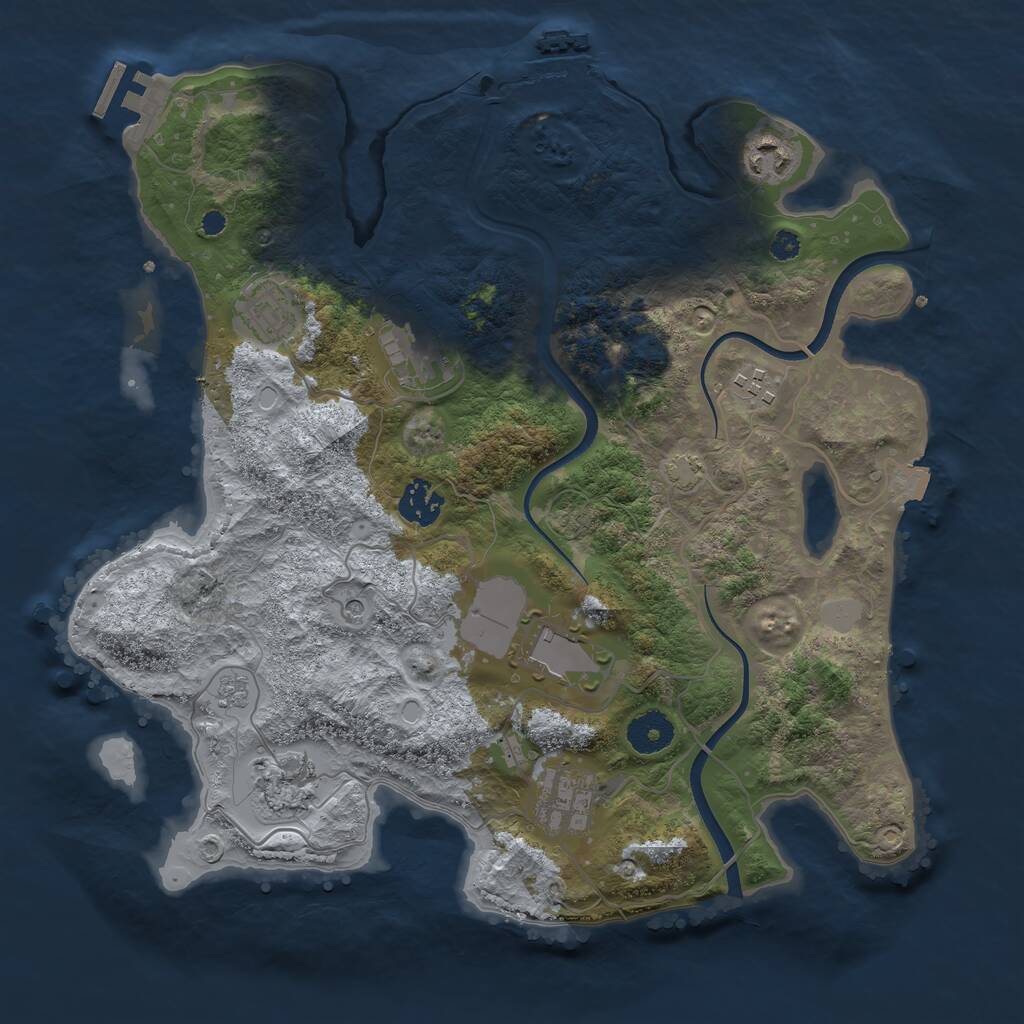 Rust Map: Procedural Map, Size: 3500, Seed: 576676, 14 Monuments
