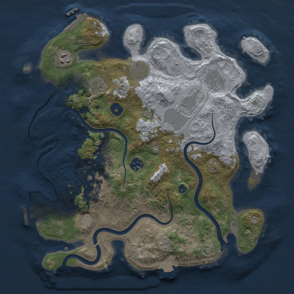 Rust Map: Procedural Map, Size: 3500, Seed: 346616, 14 Monuments