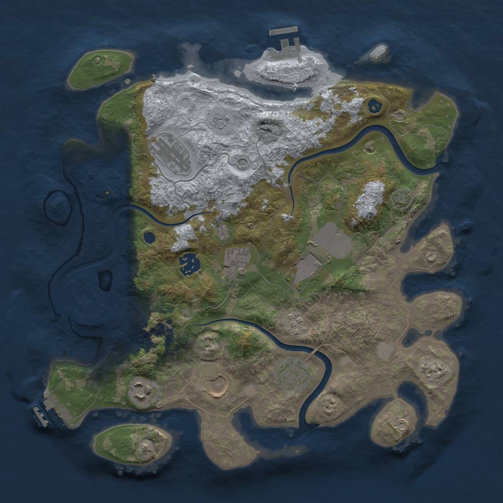 Rust Map: Procedural Map, Size: 3500, Seed: 588519, 14 Monuments