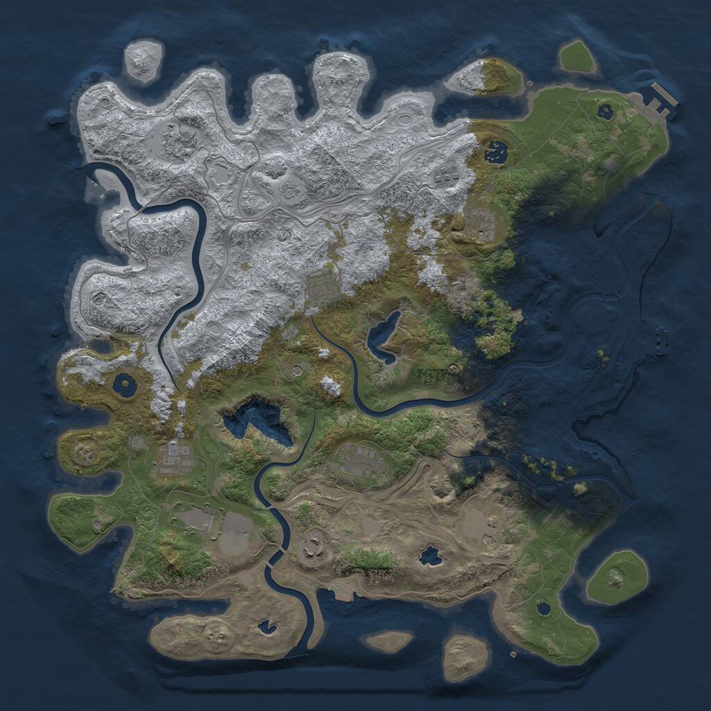 Rust Map: Procedural Map, Size: 4500, Seed: 836609, 16 Monuments