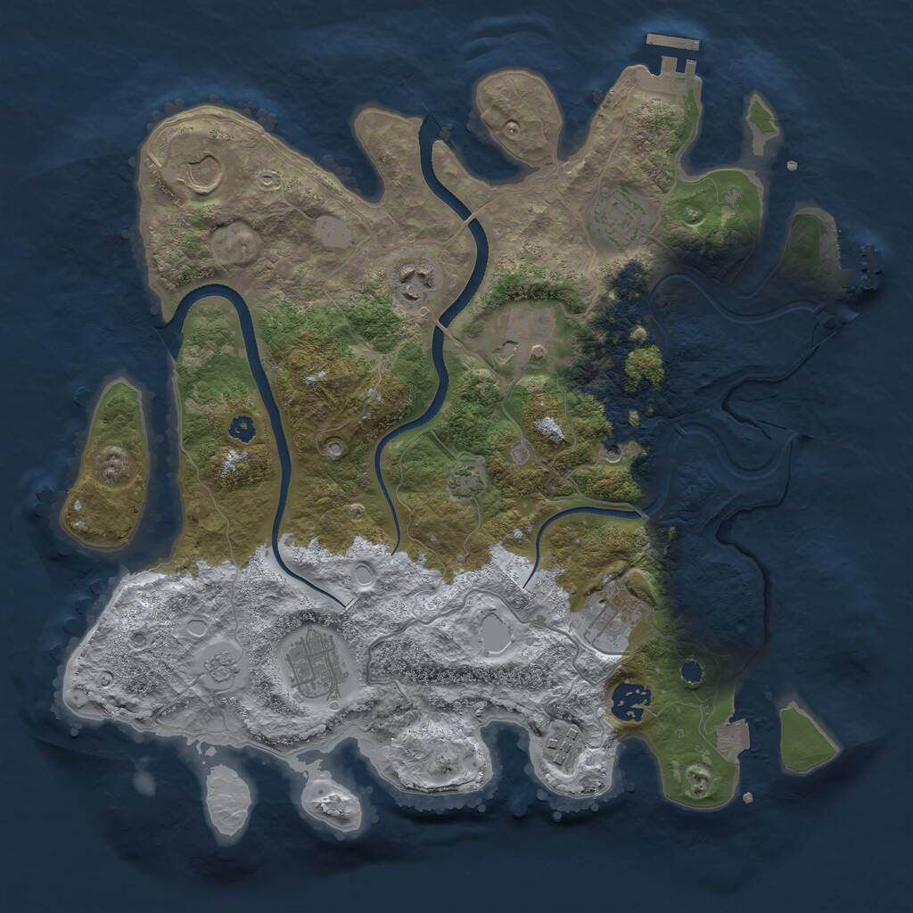 Rust Map: Procedural Map, Size: 3500, Seed: 172243, 14 Monuments
