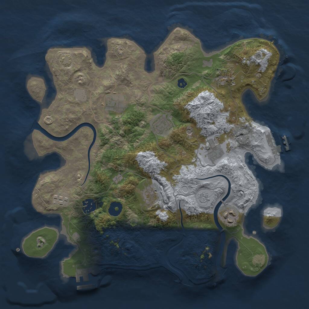 Rust Map: Procedural Map, Size: 3250, Seed: 717515398, 14 Monuments