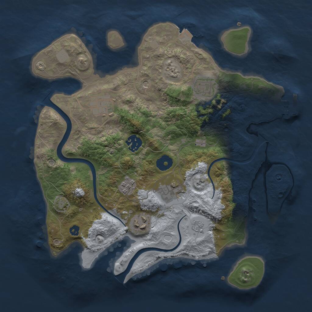 Rust Map: Procedural Map, Size: 3000, Seed: 155176, 11 Monuments