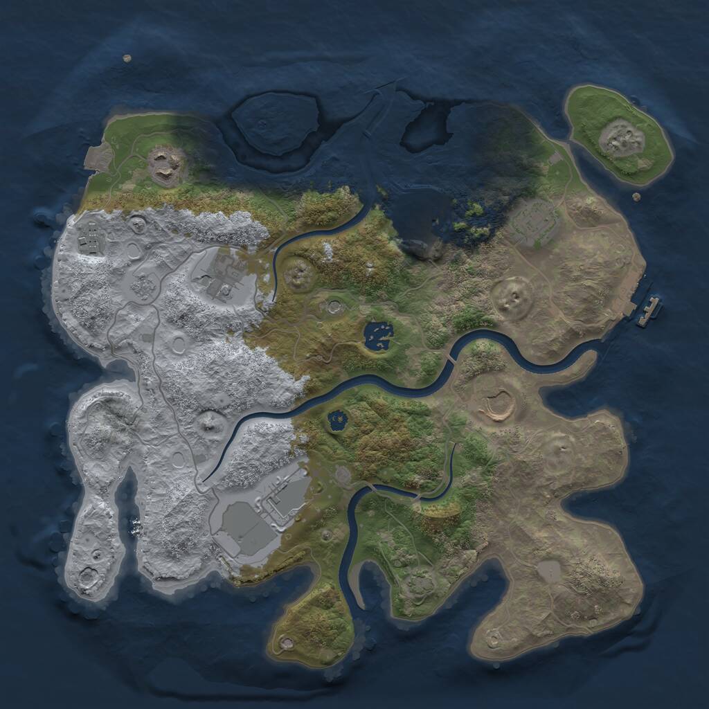 Rust Map: Procedural Map, Size: 3500, Seed: 498215, 13 Monuments