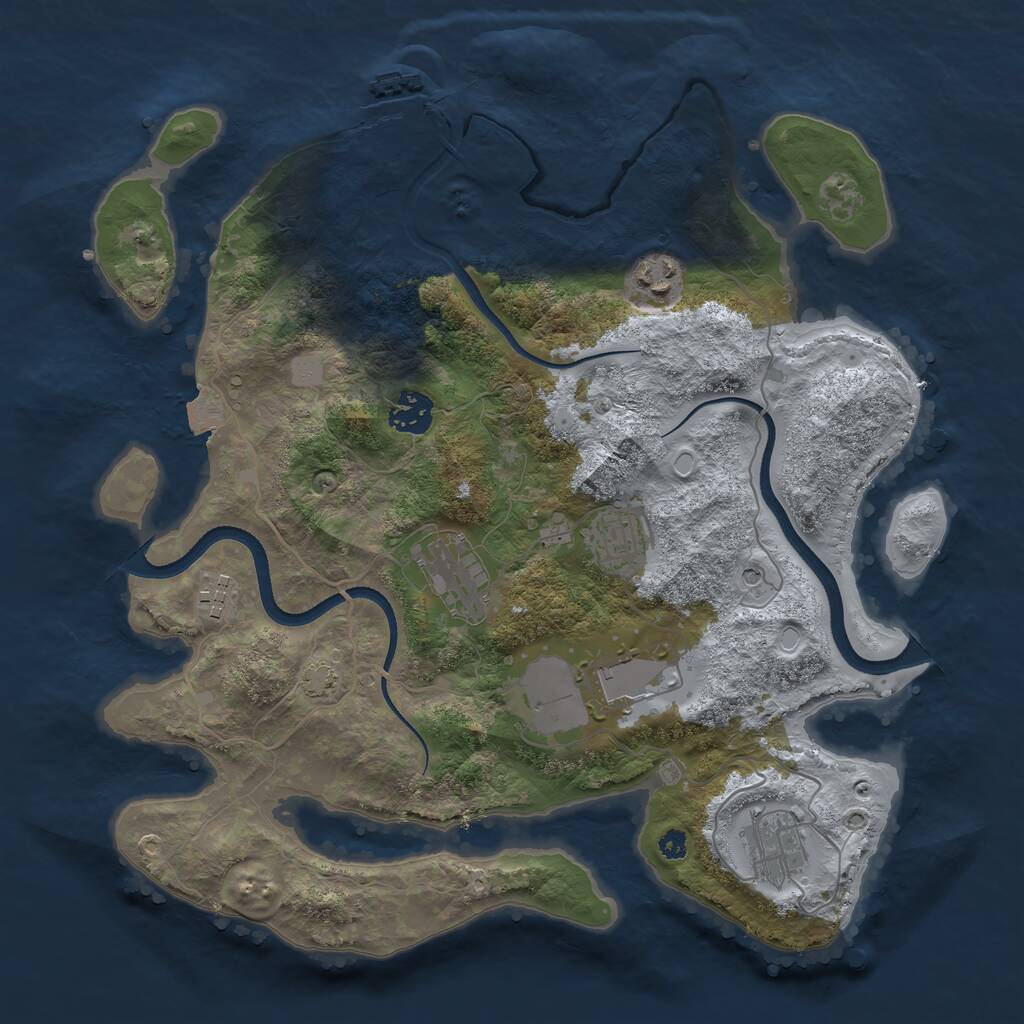 Rust Map: Procedural Map, Size: 3500, Seed: 806883082, 11 Monuments