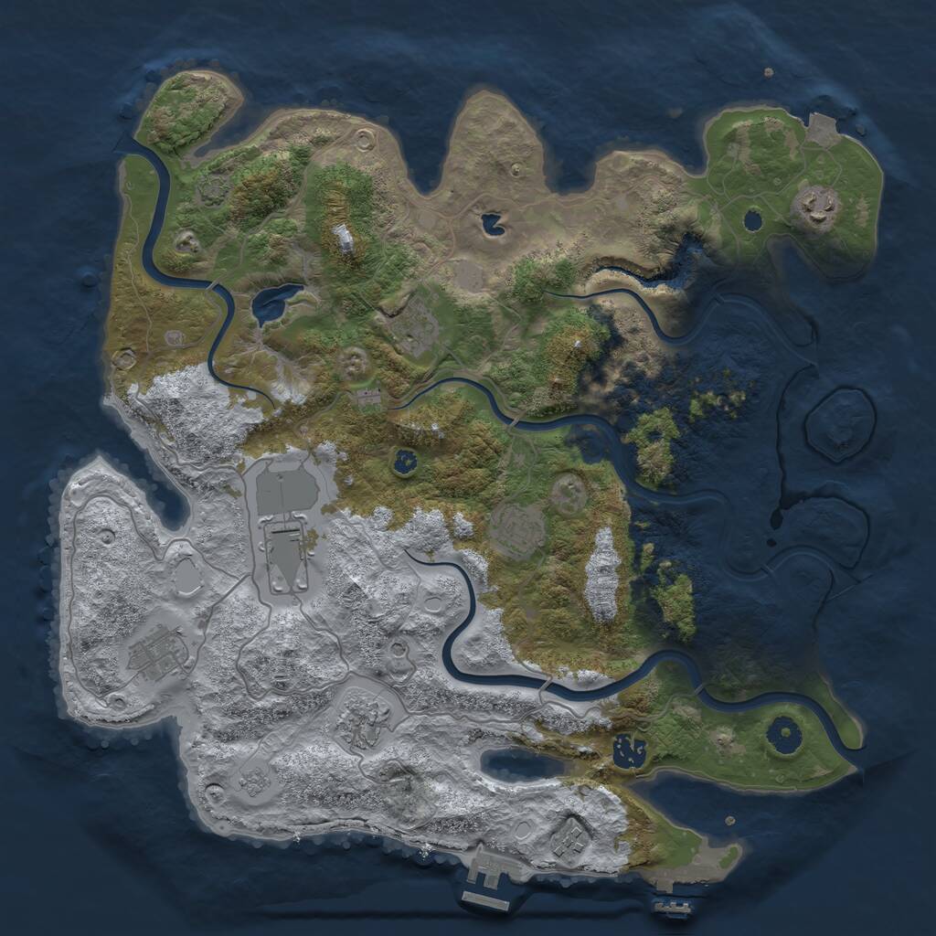 Rust Map: Procedural Map, Size: 4000, Seed: 186865, 14 Monuments