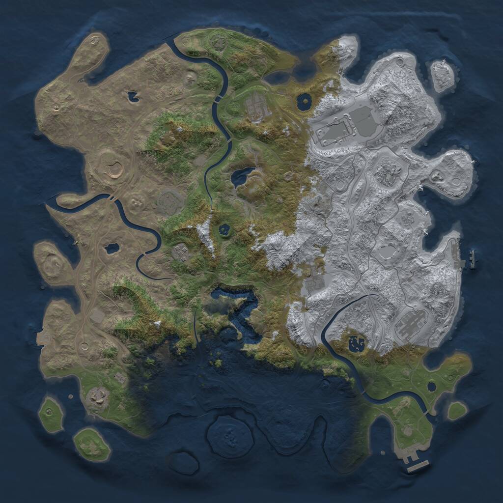 Rust Map: Procedural Map, Size: 4500, Seed: 266399, 16 Monuments