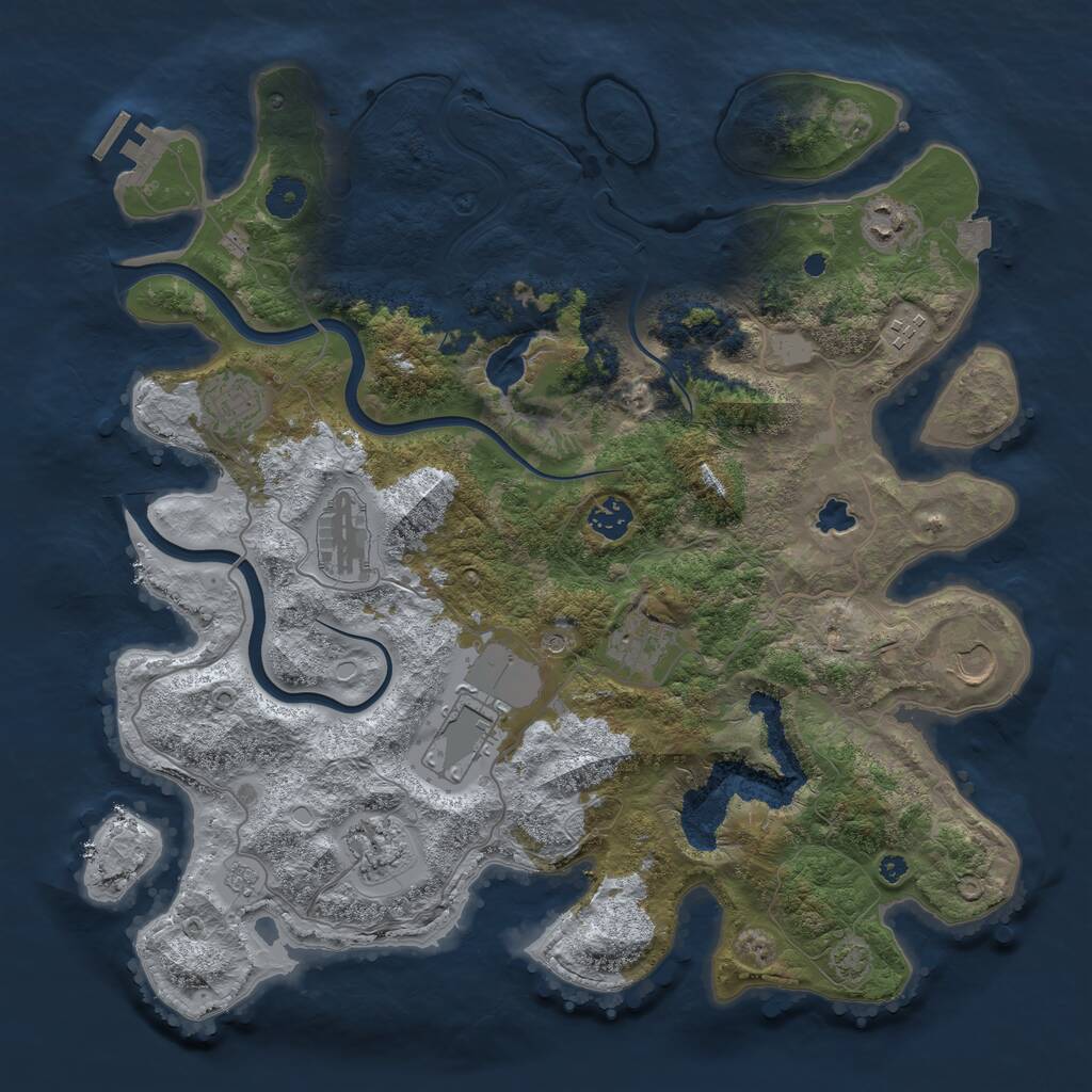 Rust Map: Procedural Map, Size: 4000, Seed: 1430192047, 14 Monuments