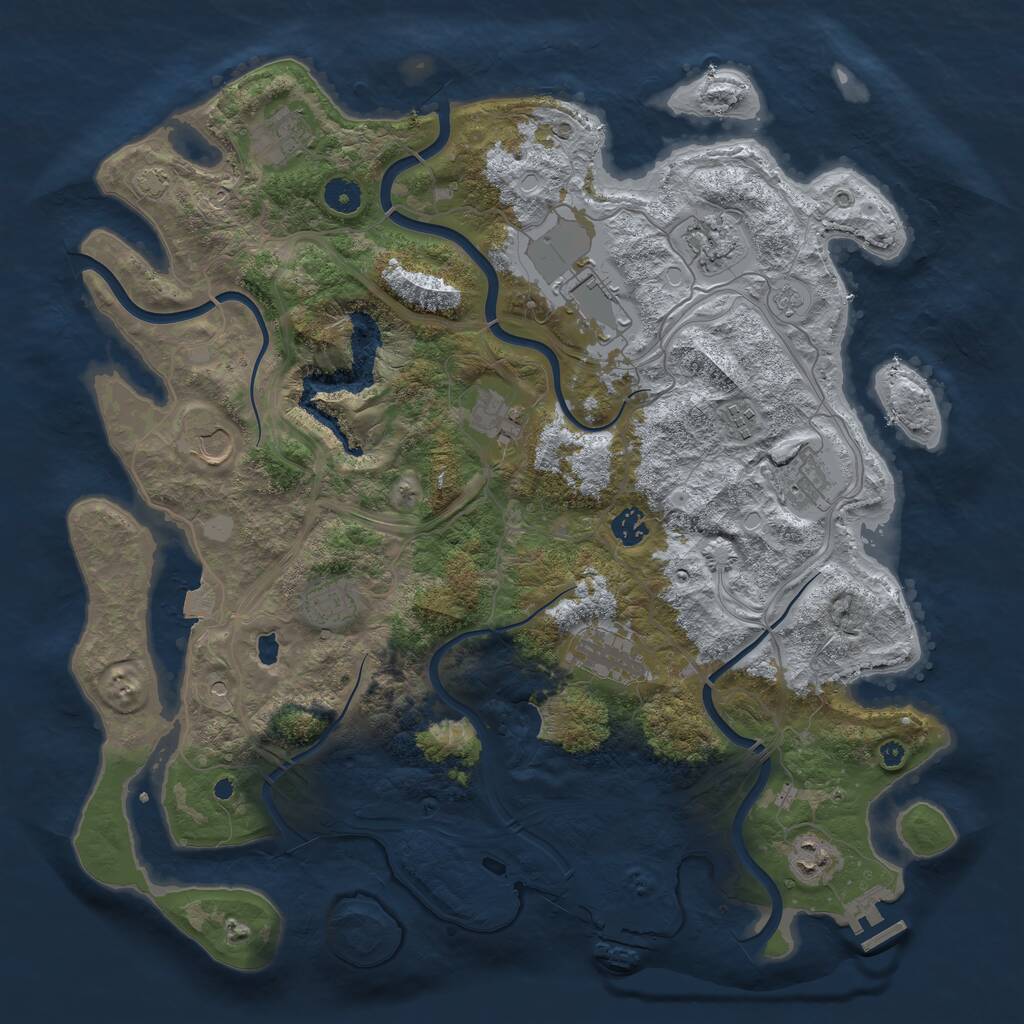 Rust Map: Procedural Map, Size: 4250, Seed: 1134866890, 17 Monuments