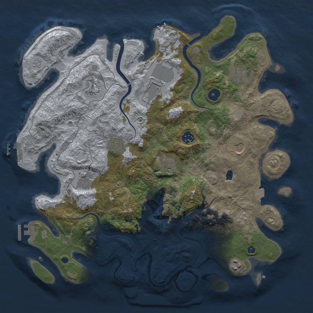 Rust Map: Procedural Map, Size: 4000, Seed: 743553, 16 Monuments