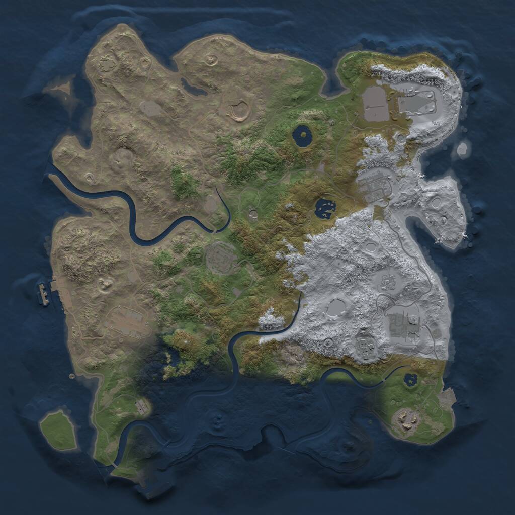 Rust Map: Procedural Map, Size: 3750, Seed: 1130411281, 15 Monuments