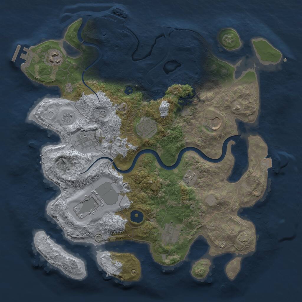 Rust Map: Procedural Map, Size: 3500, Seed: 1693123508, 13 Monuments