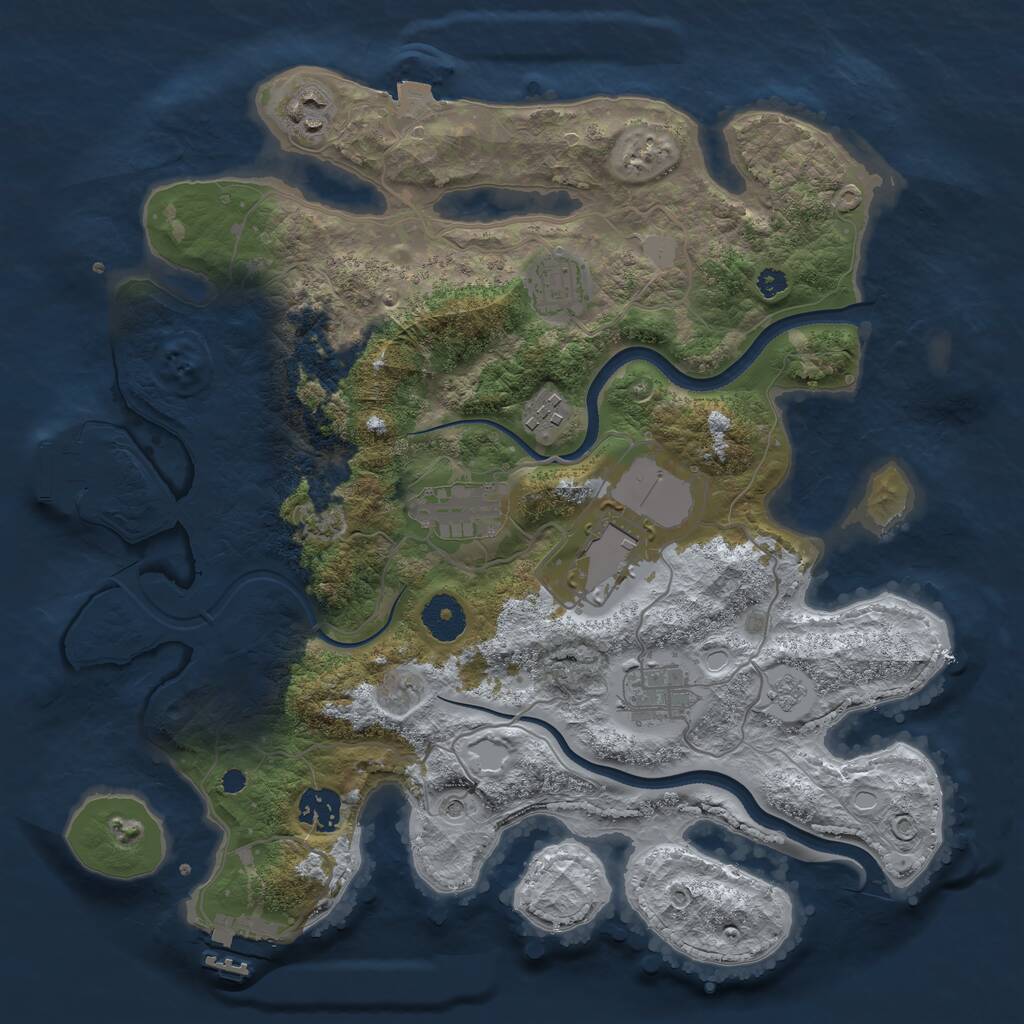 Rust Map: Procedural Map, Size: 3500, Seed: 84937, 13 Monuments