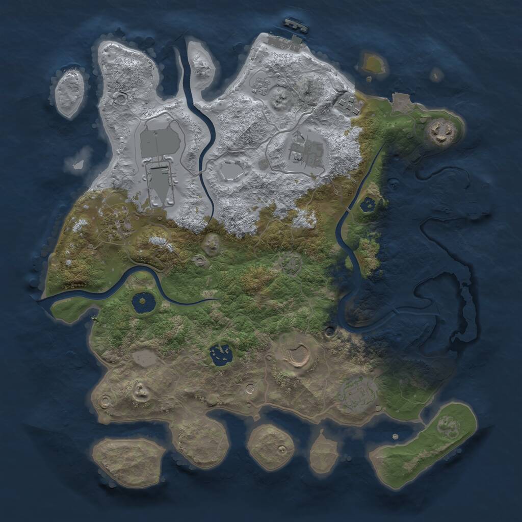 Rust Map: Procedural Map, Size: 3500, Seed: 388899, 14 Monuments