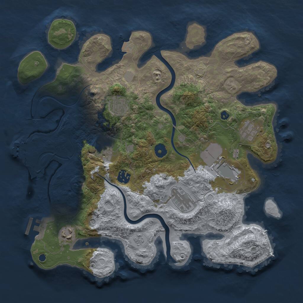 Rust Map: Procedural Map, Size: 3500, Seed: 860876793, 13 Monuments