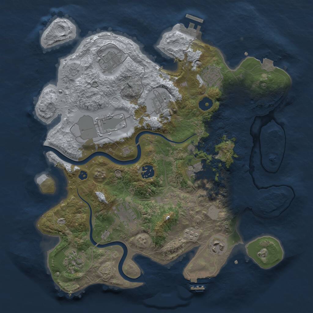 Rust Map: Procedural Map, Size: 3500, Seed: 1470121513, 16 Monuments