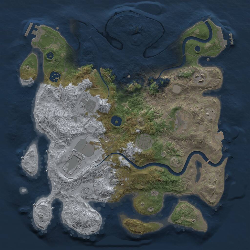 Rust Map: Procedural Map, Size: 3500, Seed: 1108384531, 14 Monuments