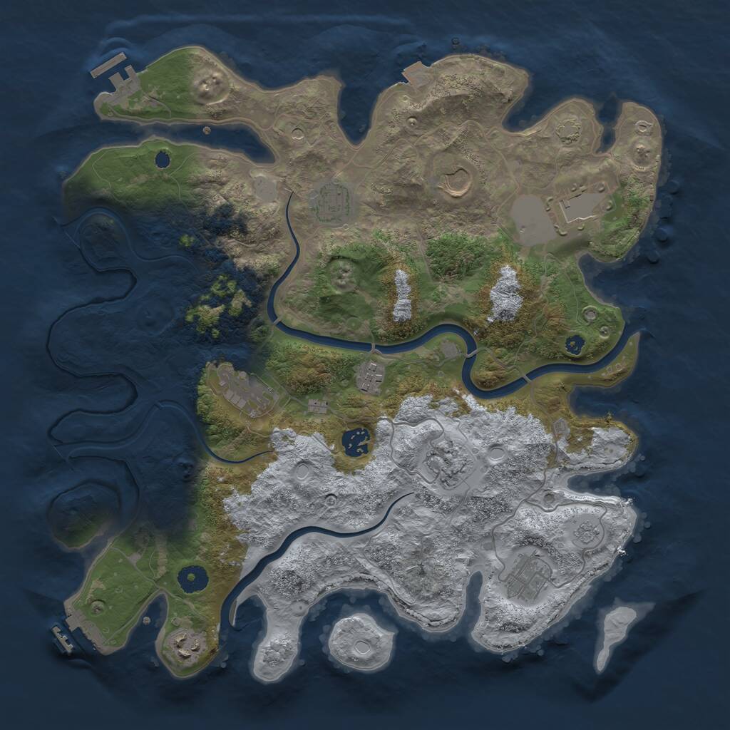 Rust Map: Procedural Map, Size: 3800, Seed: 1112408258, 15 Monuments