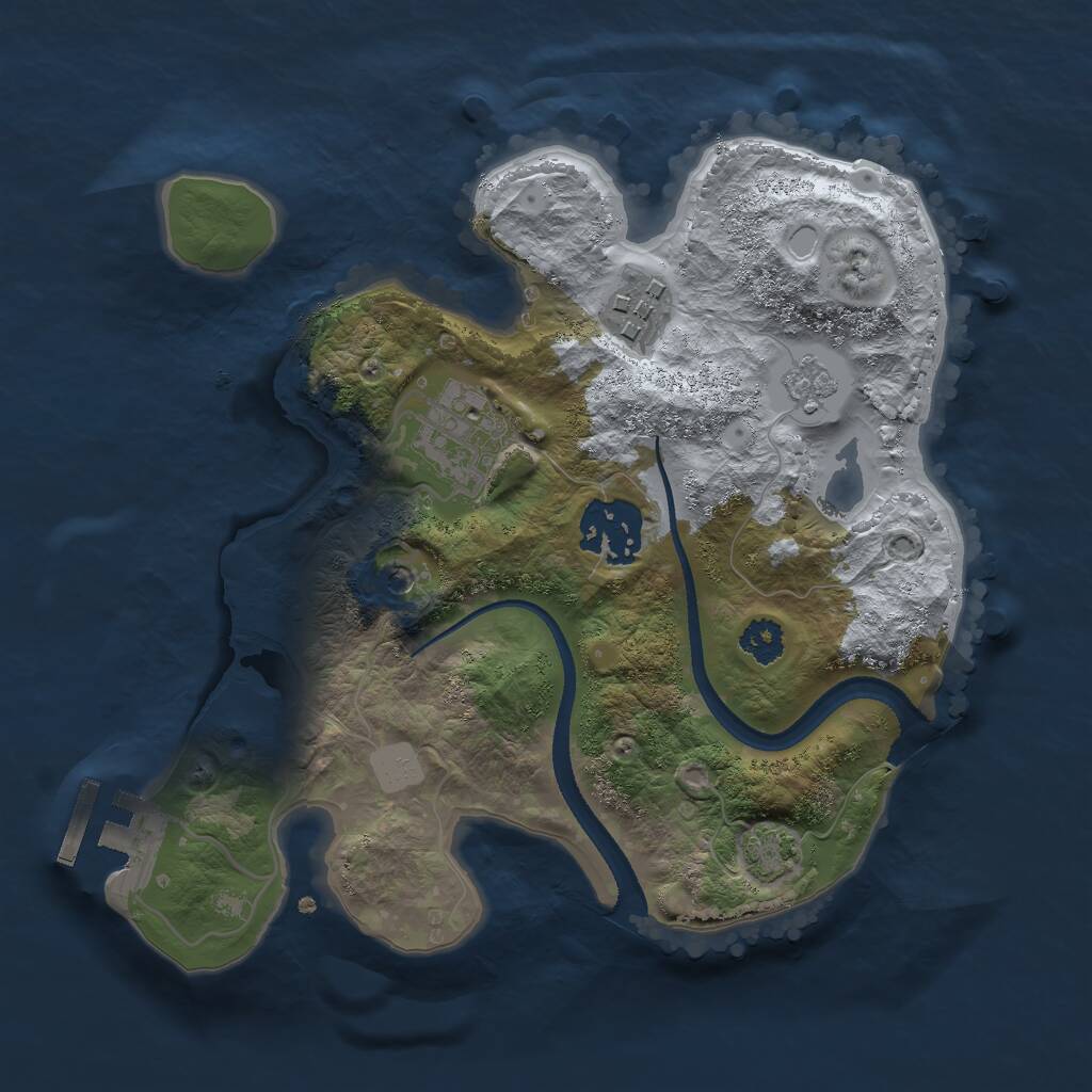 Rust Map: Procedural Map, Size: 2500, Seed: 368406, 8 Monuments