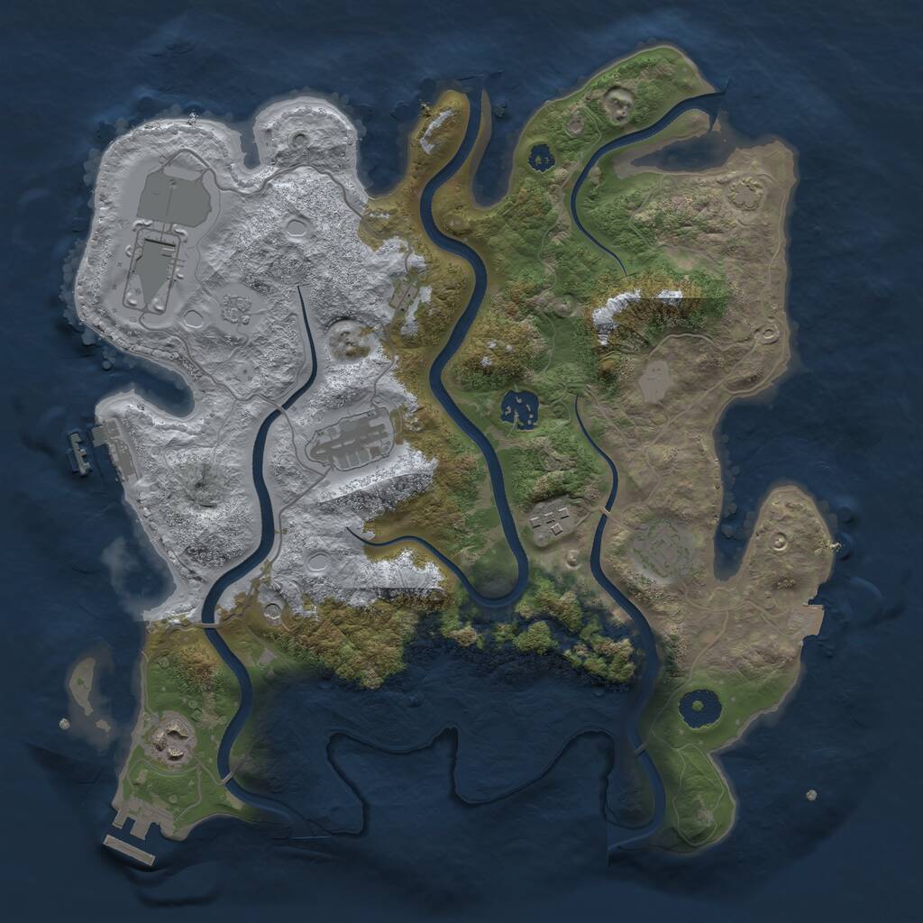 Rust Map: Procedural Map, Size: 3500, Seed: 930761293, 12 Monuments
