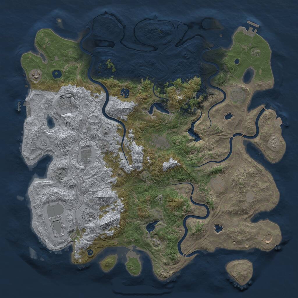 Rust Map: Procedural Map, Size: 4800, Seed: 670561601, 17 Monuments