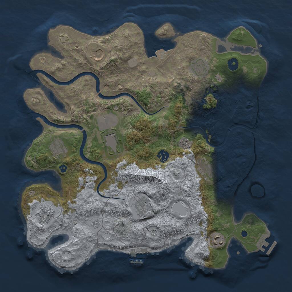Rust Map: Procedural Map, Size: 3750, Seed: 51203, 16 Monuments