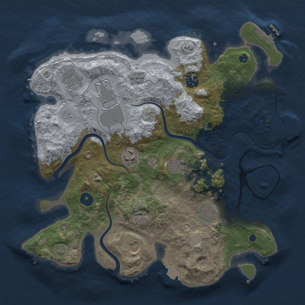 Rust Map: Procedural Map, Size: 3500, Seed: 1609679947, 14 Monuments