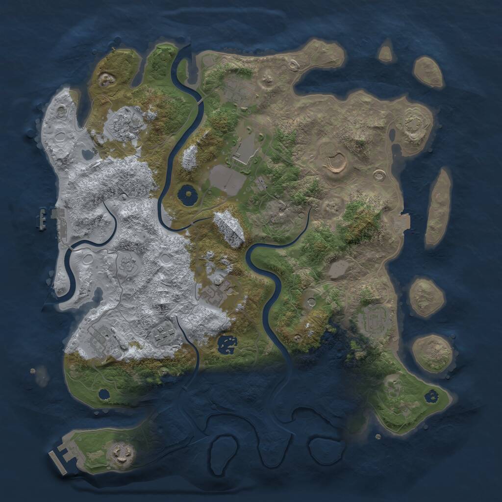 Rust Map: Procedural Map, Size: 3750, Seed: 93128, 16 Monuments