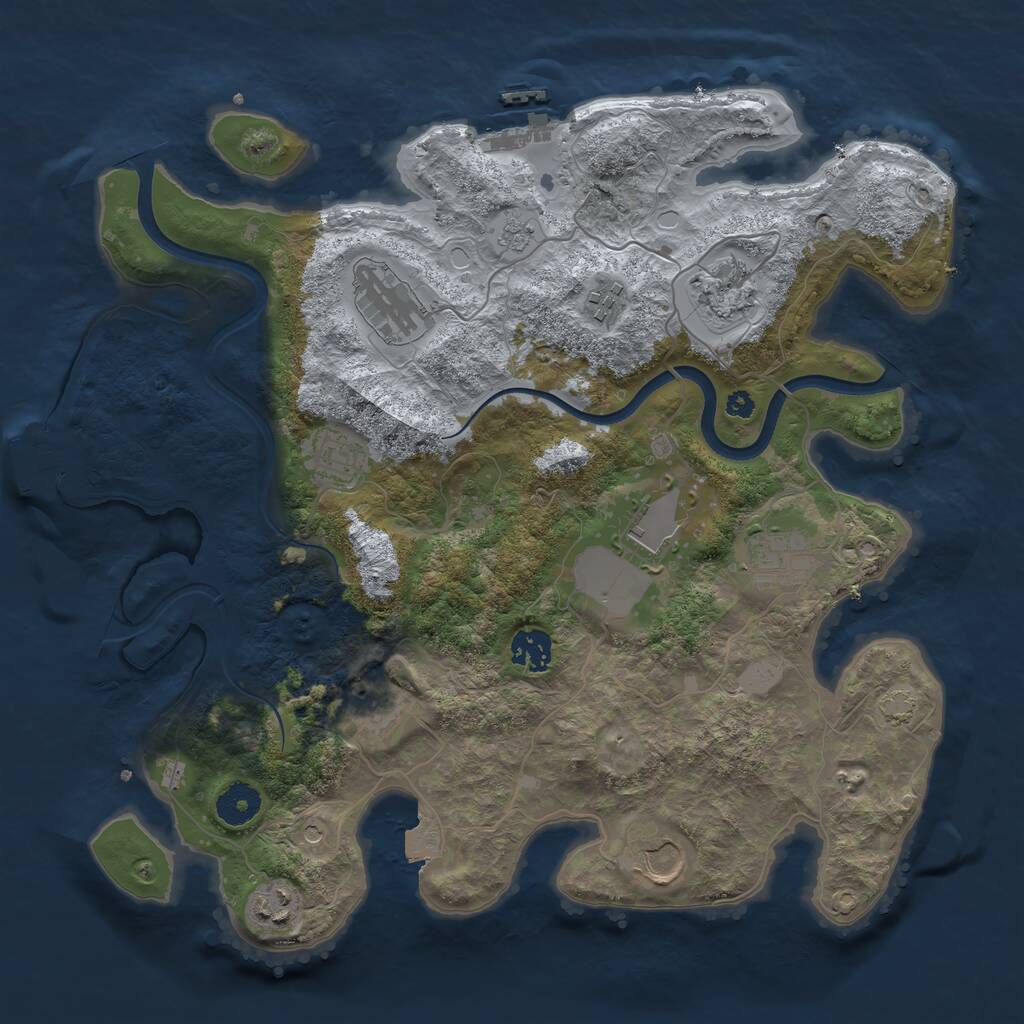 Rust Map: Procedural Map, Size: 3630, Seed: 1, 16 Monuments