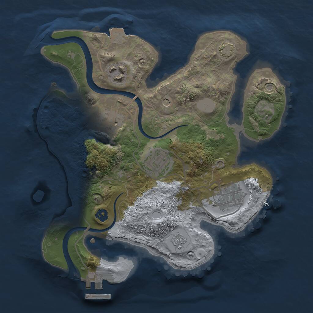 Rust Map: Procedural Map, Size: 2500, Seed: 1570625487, 9 Monuments