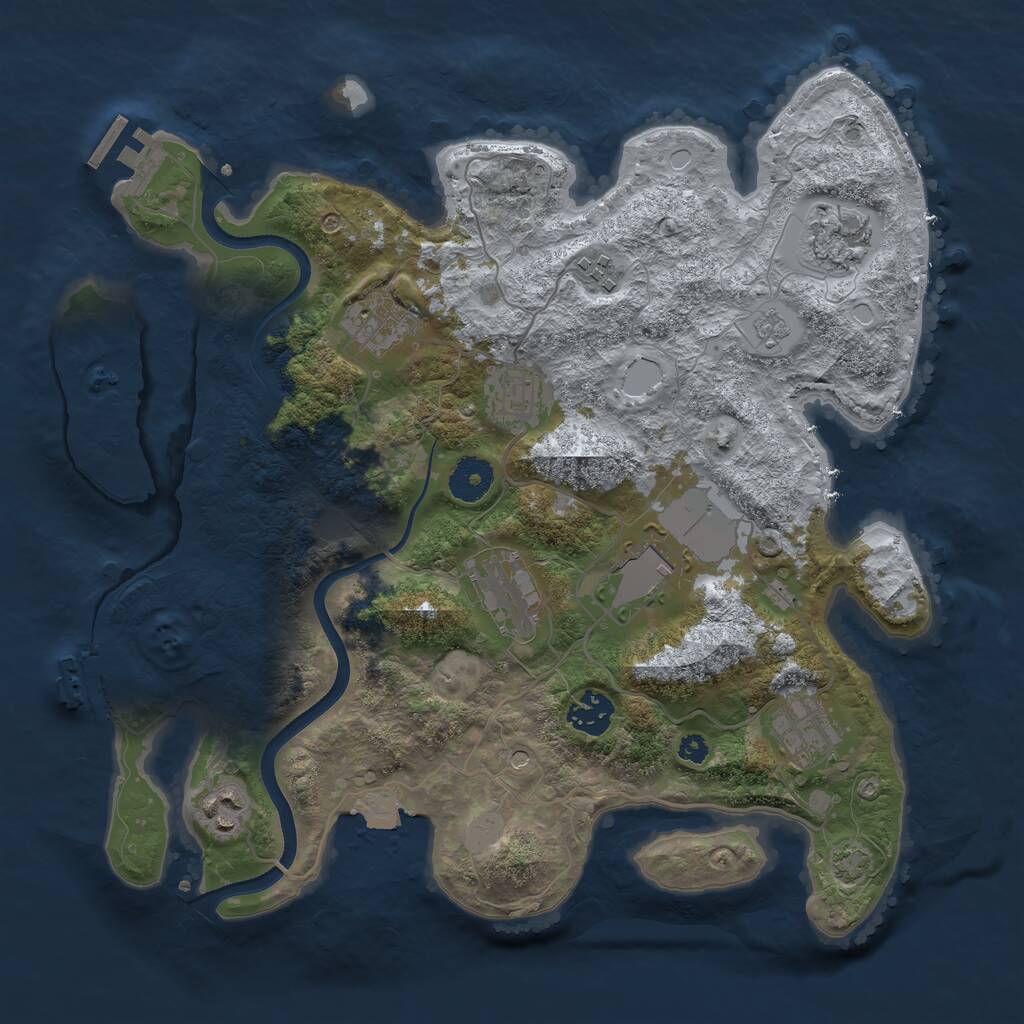 Rust Map: Procedural Map, Size: 3500, Seed: 1007070419, 15 Monuments