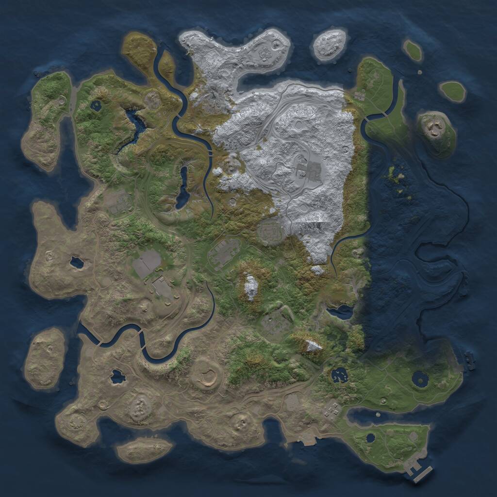 Rust Map: Procedural Map, Size: 4500, Seed: 1422398023, 16 Monuments